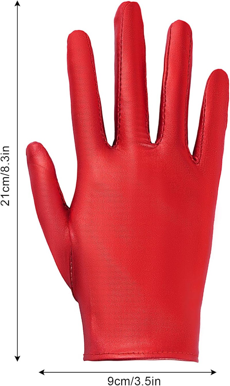 Rbenxia 1 Pair of Shiny Metallic Spandex Gloves Faux Leather Cropped Gloves for Halloween Cosplay Costume Party Favors - Image 2